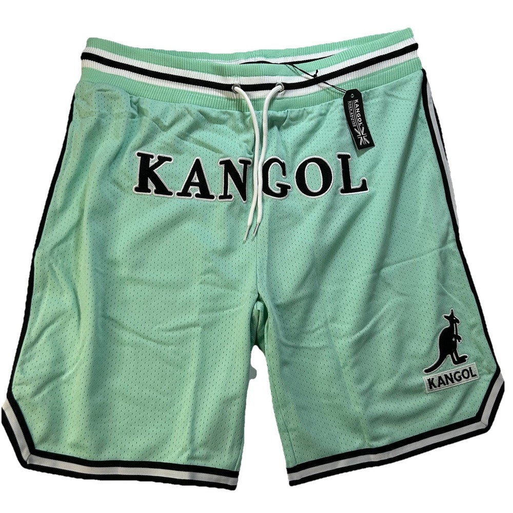 Kangol Basketball Shorts Men XXL 2XL Mint Green Embroidered Logo Mesh Streetwear